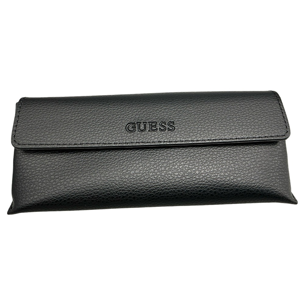 Guess Black Pebbled Faux Leather Eyeglasses Sunglasses Case with Cleaning Cloth